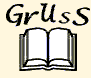 Logo des Projekts: aufgschlagenes Buch, darüber geschwungen der Schriftzug GrUsS